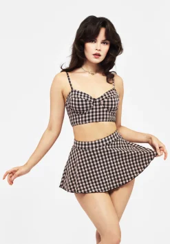 Terra Gingham Swim Skirt - Pink