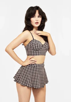 Terra Gingham Swim Skirt - Pink