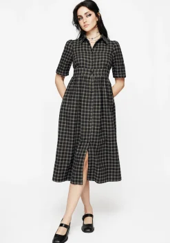 Terra Midi Smock Shirt Dress - Olive