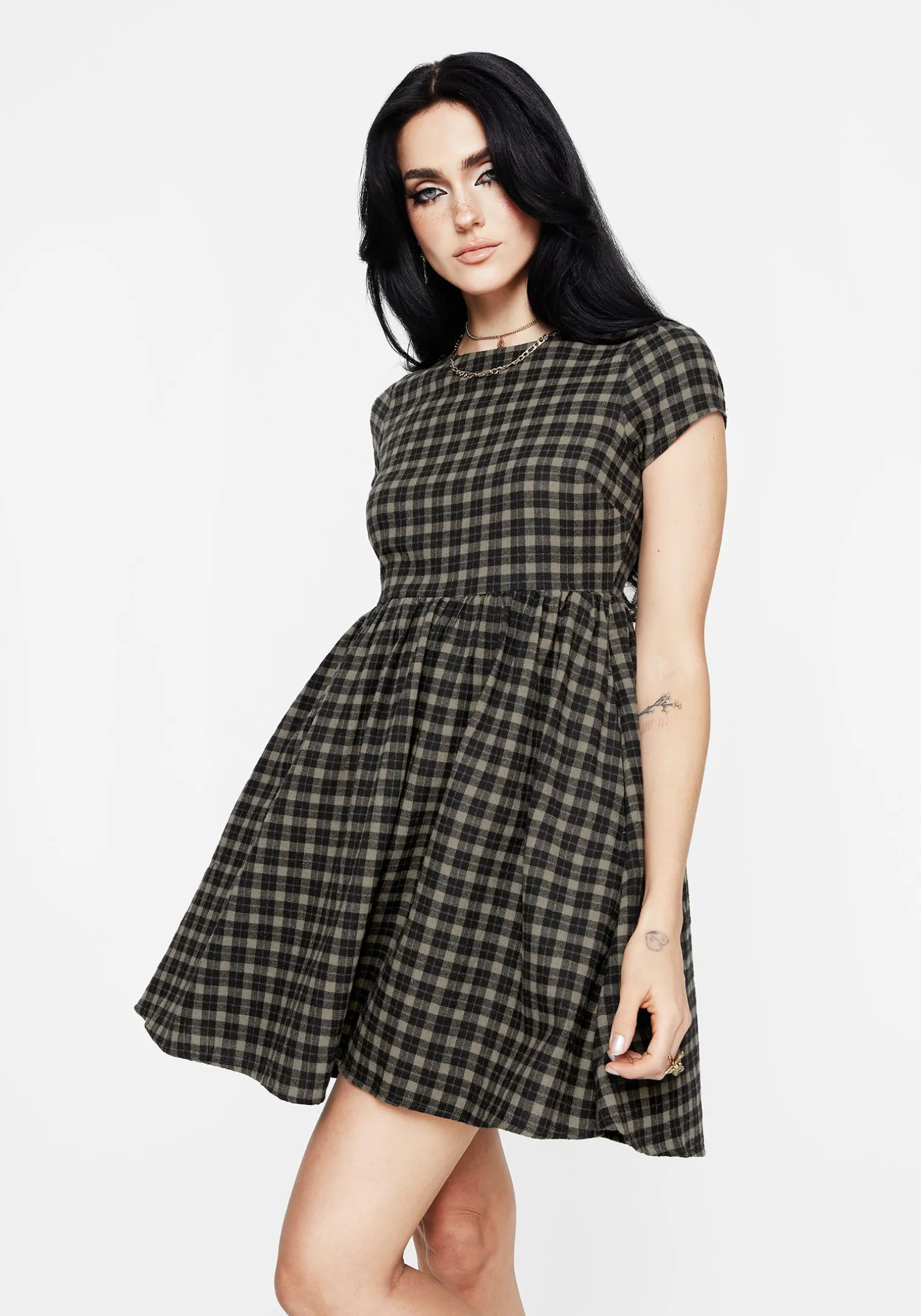 Terra Mini Smock Dress - Olive