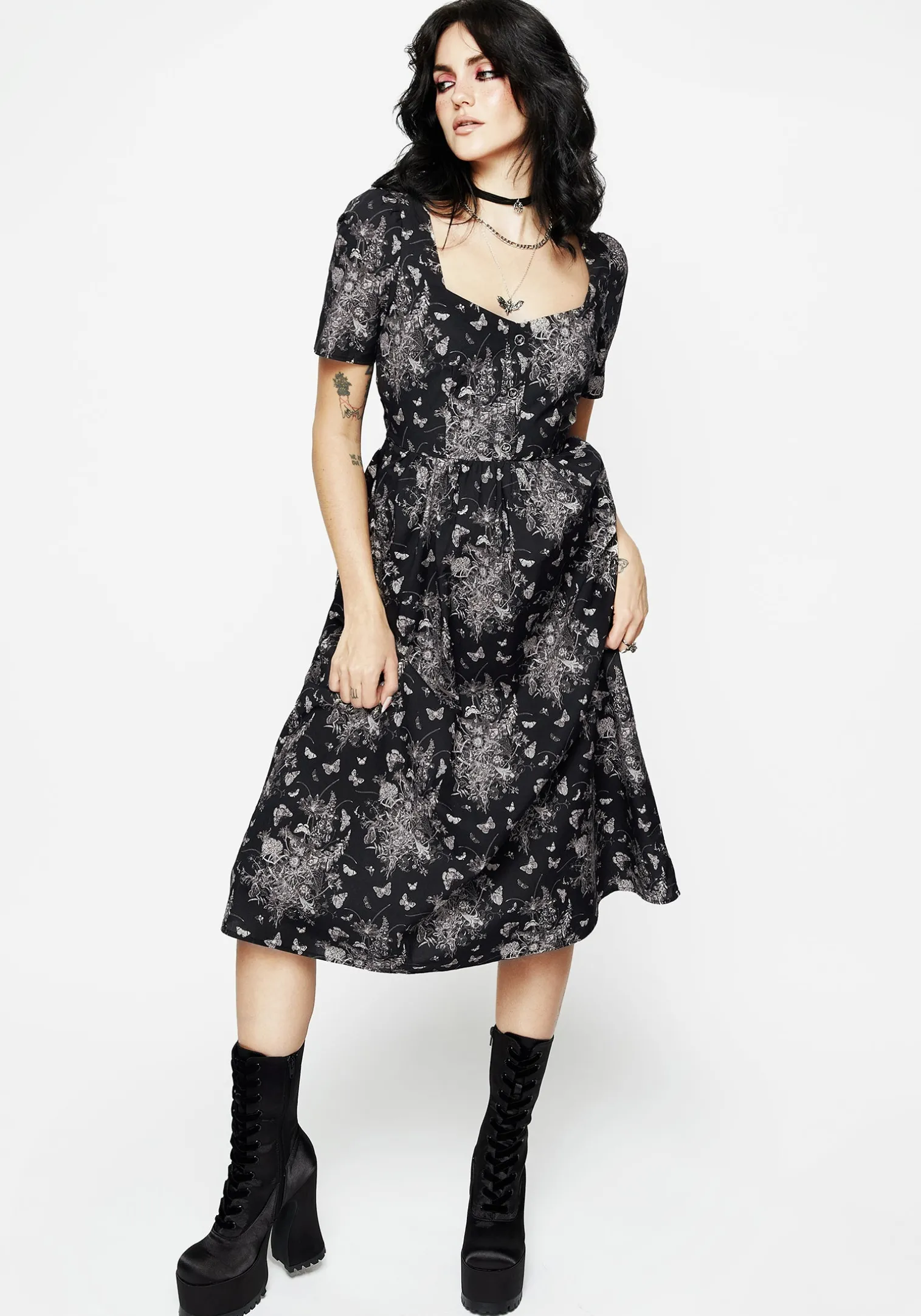 Thalia Button Front Midi Dress
