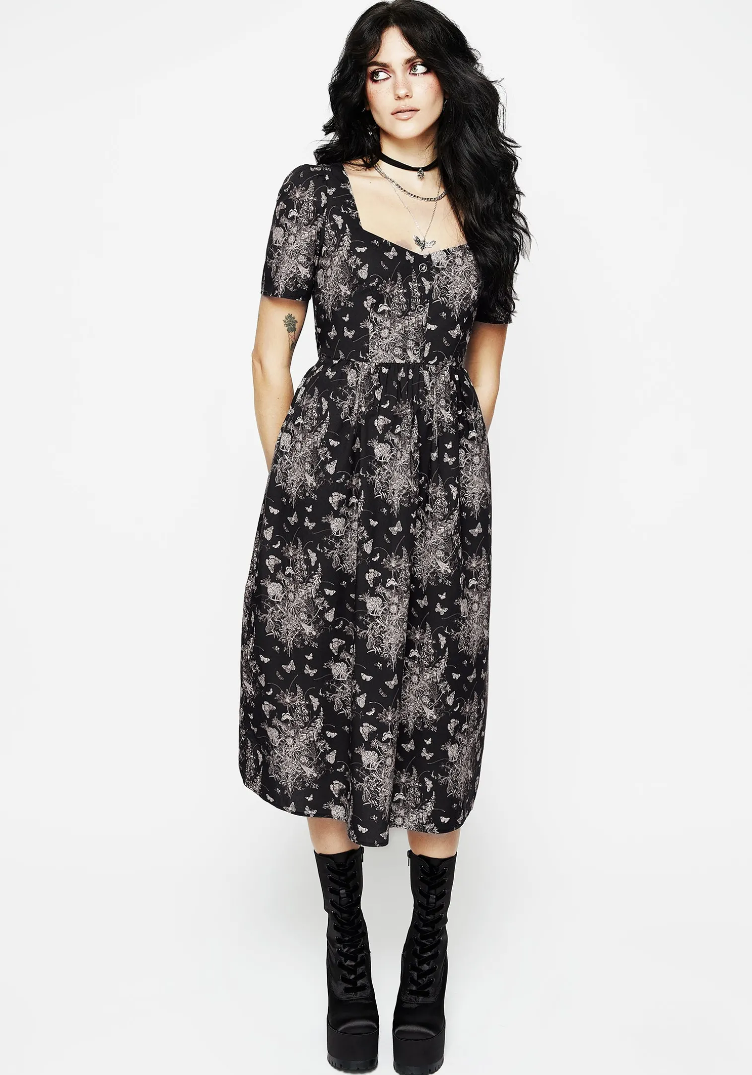 Thalia Button Front Midi Dress