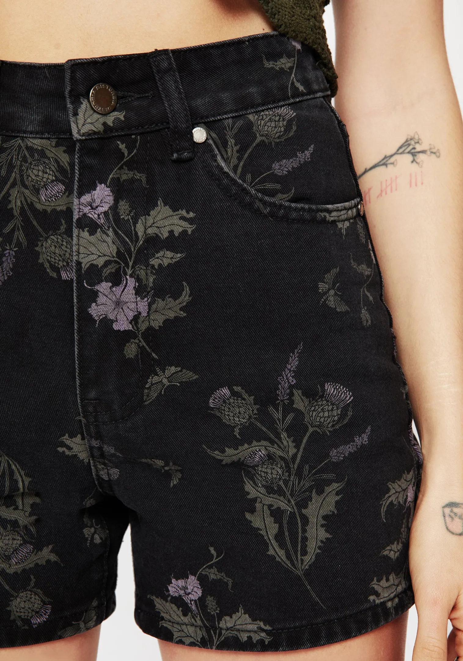 Thistle Floral Print Denim Shorts