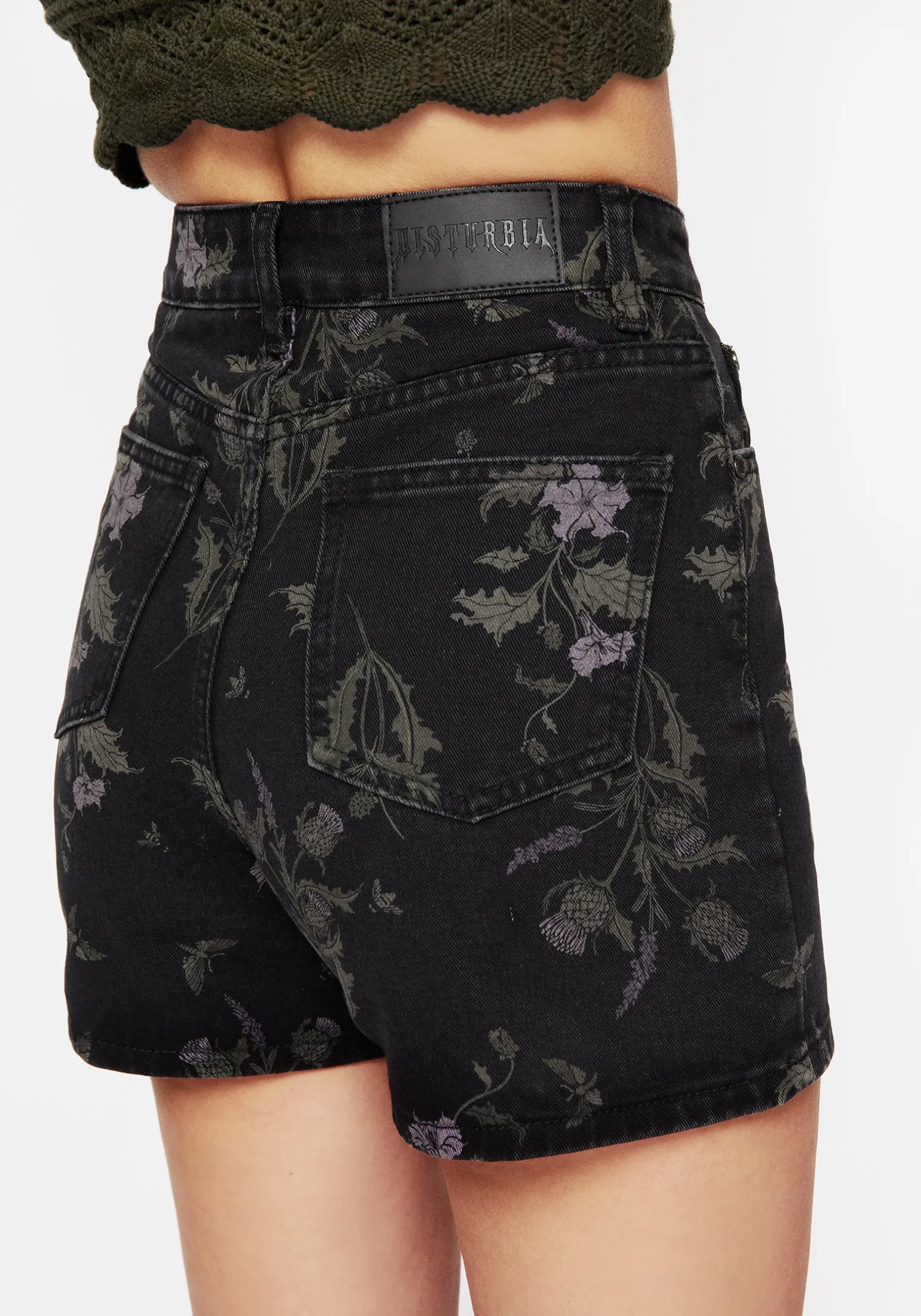 Thistle Floral Print Denim Shorts