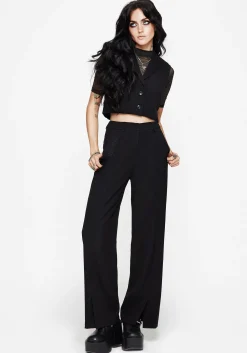 Thora Embroidered Front Split Tailored Trouser