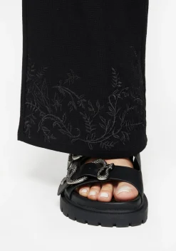 Thorell Embroidered Cotton Wide Leg Trousers