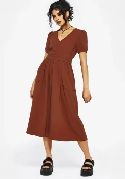 Tiana Cotton Applique Trim Midi Dress