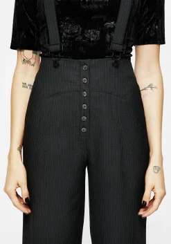 Tilda High Waist Wide Leg Pinstripe Suspender Trousers