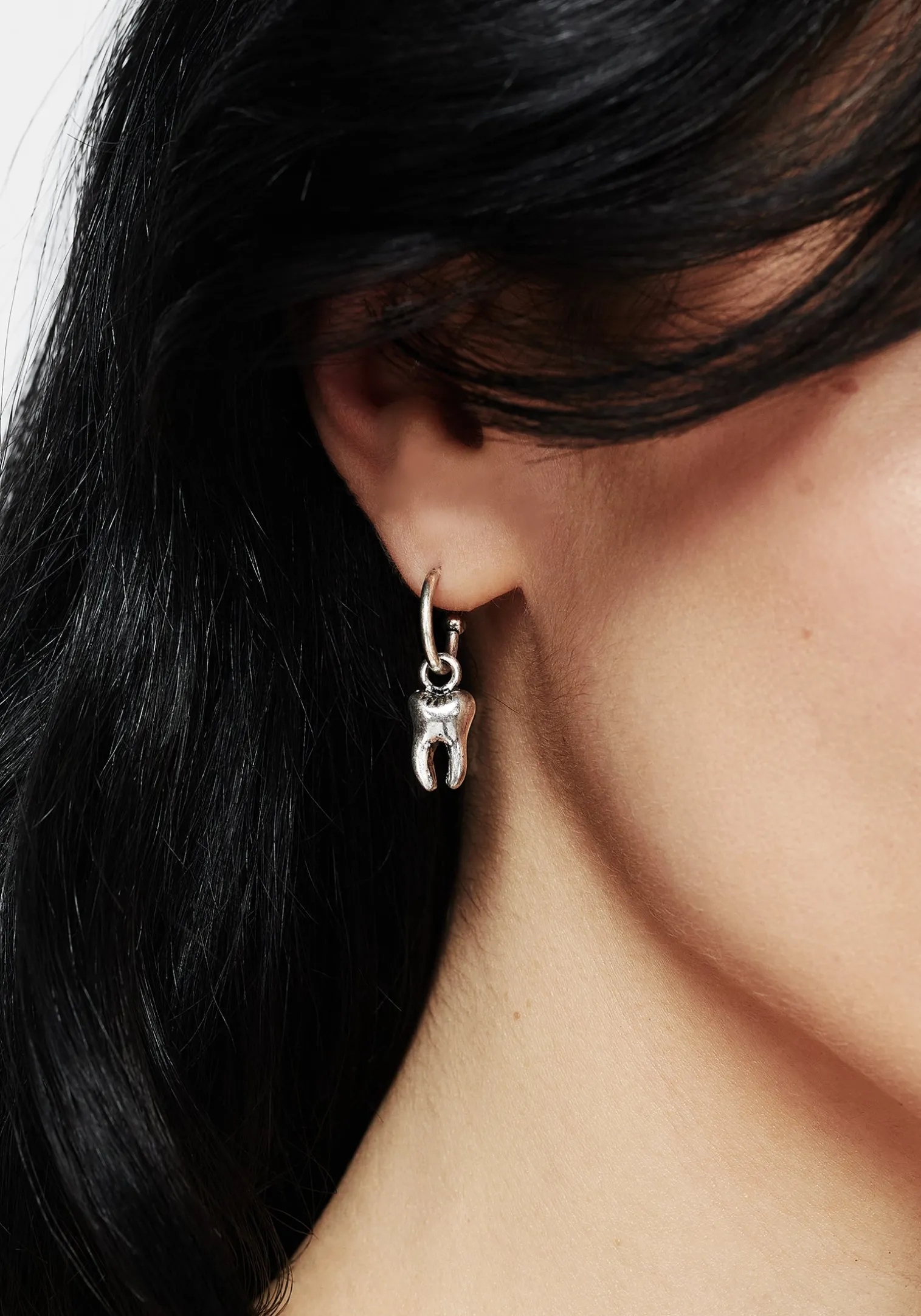 Tooth Charm Hoop Earrings