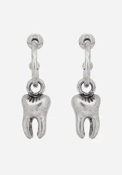 Tooth Charm Hoop Earrings