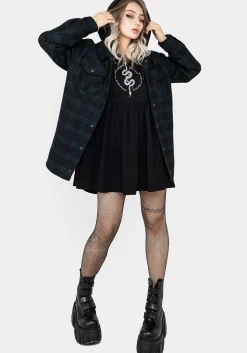 Trellis Hooded Pocket Wool Blend Check Shacket