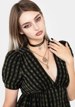 Triune 3 Layered Necklace Pentagram and Crystal