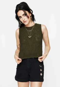 Tulip Jacquard Knit Crop Top