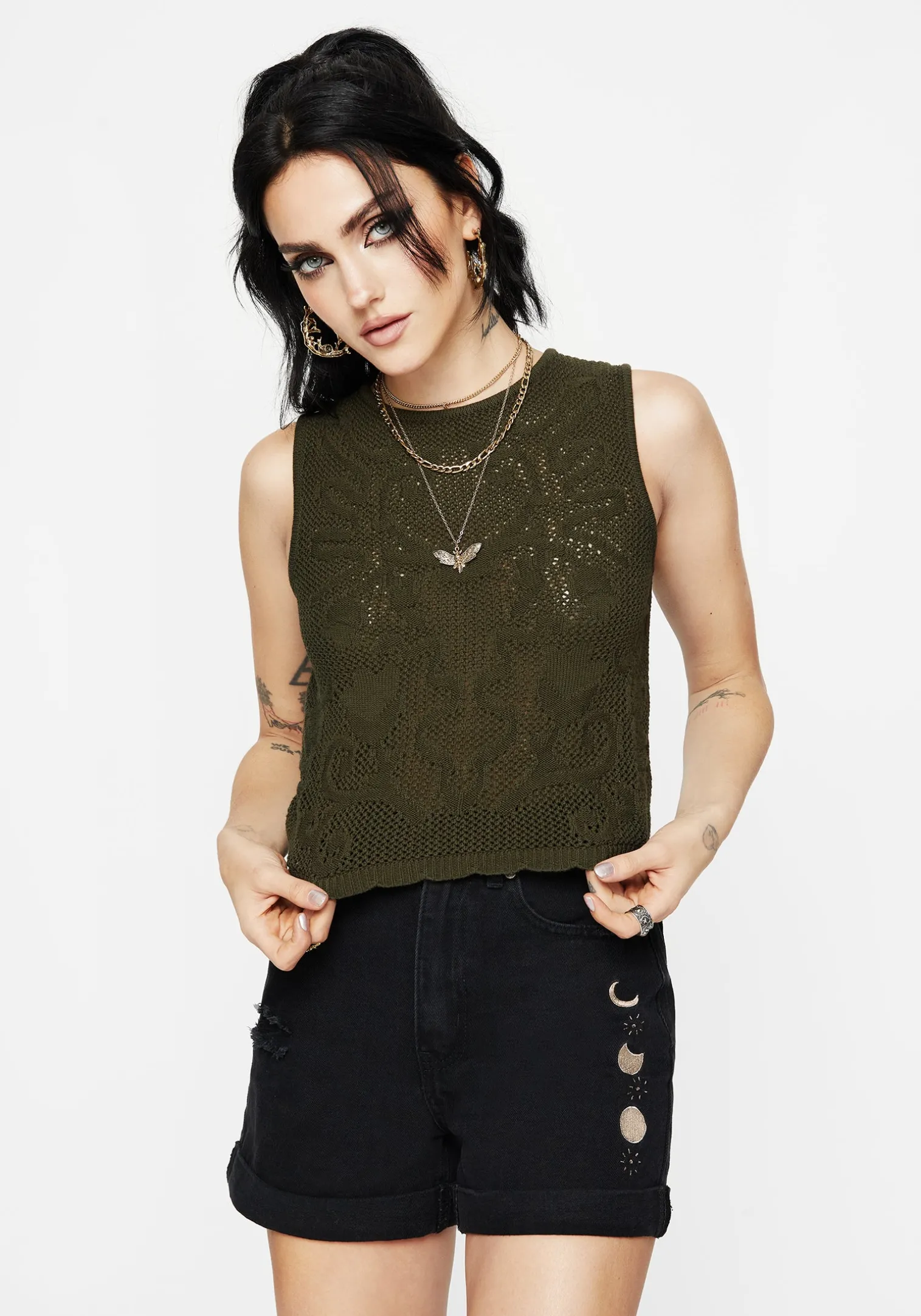Tulip Jacquard Knit Crop Top
