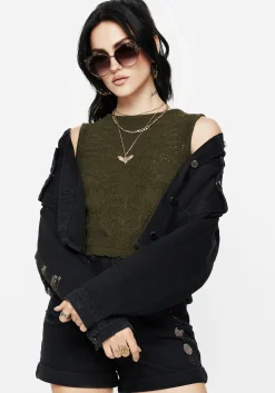 Tulip Jacquard Knit Crop Top