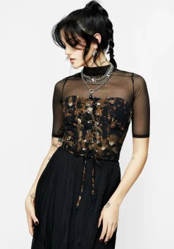 Underworld Cotton Lace Up Corset Top