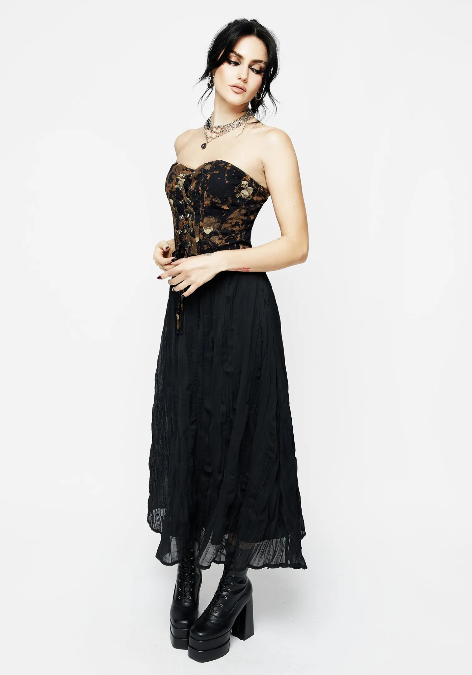 Underworld Cotton Lace Up Corset Top