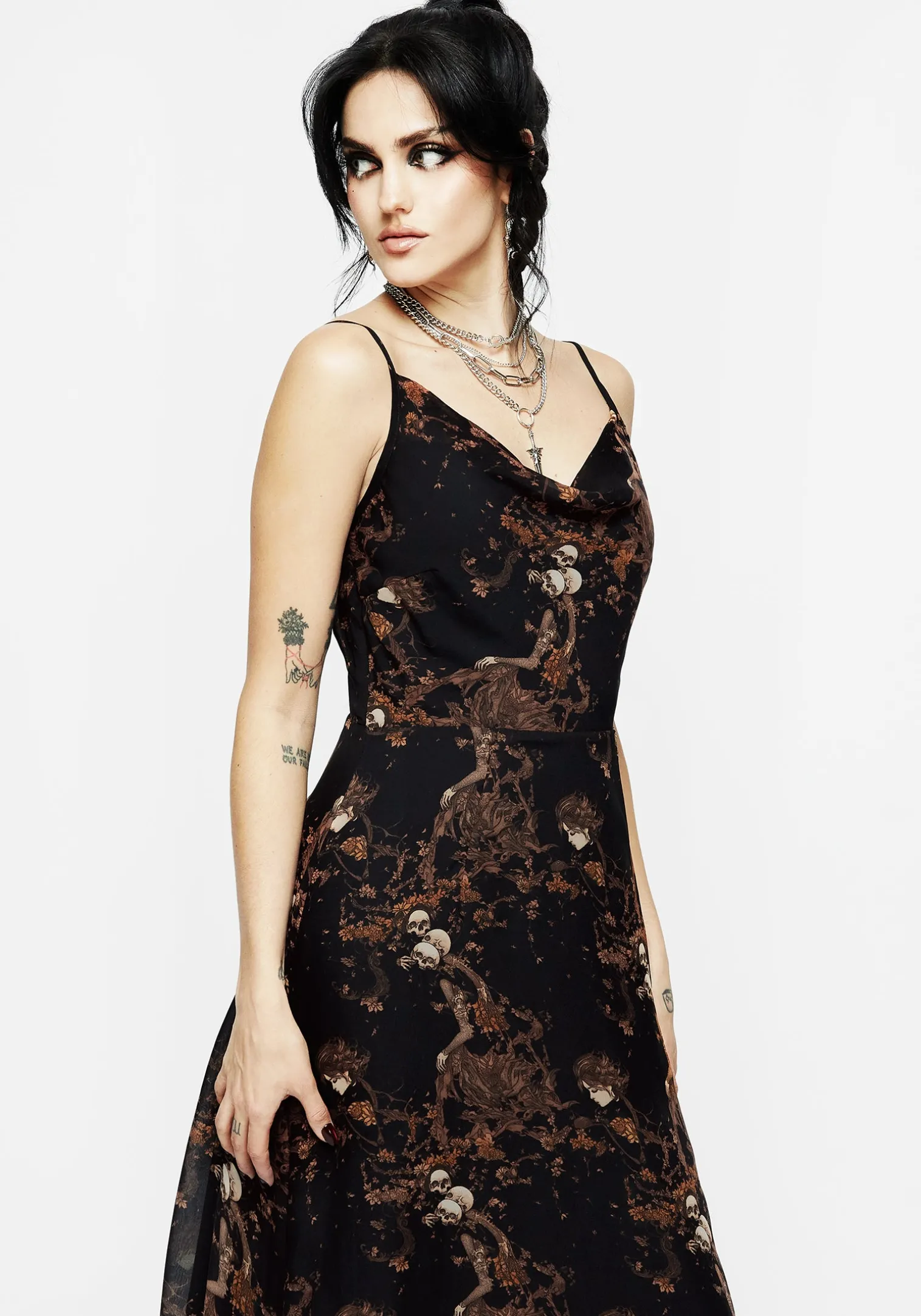 Underworld Printed Chiffon Cami Maxi Dress