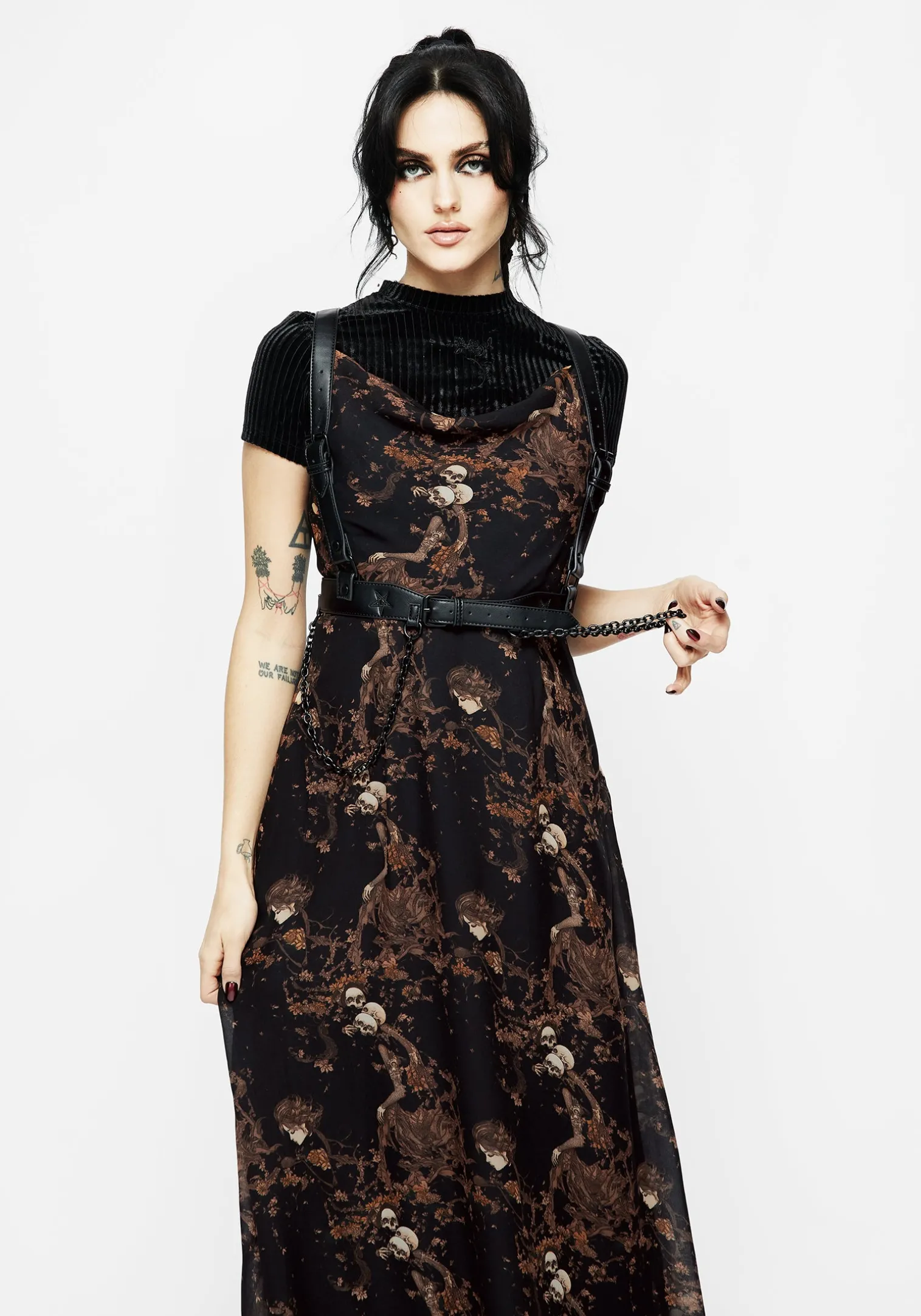 Underworld Printed Chiffon Cami Maxi Dress