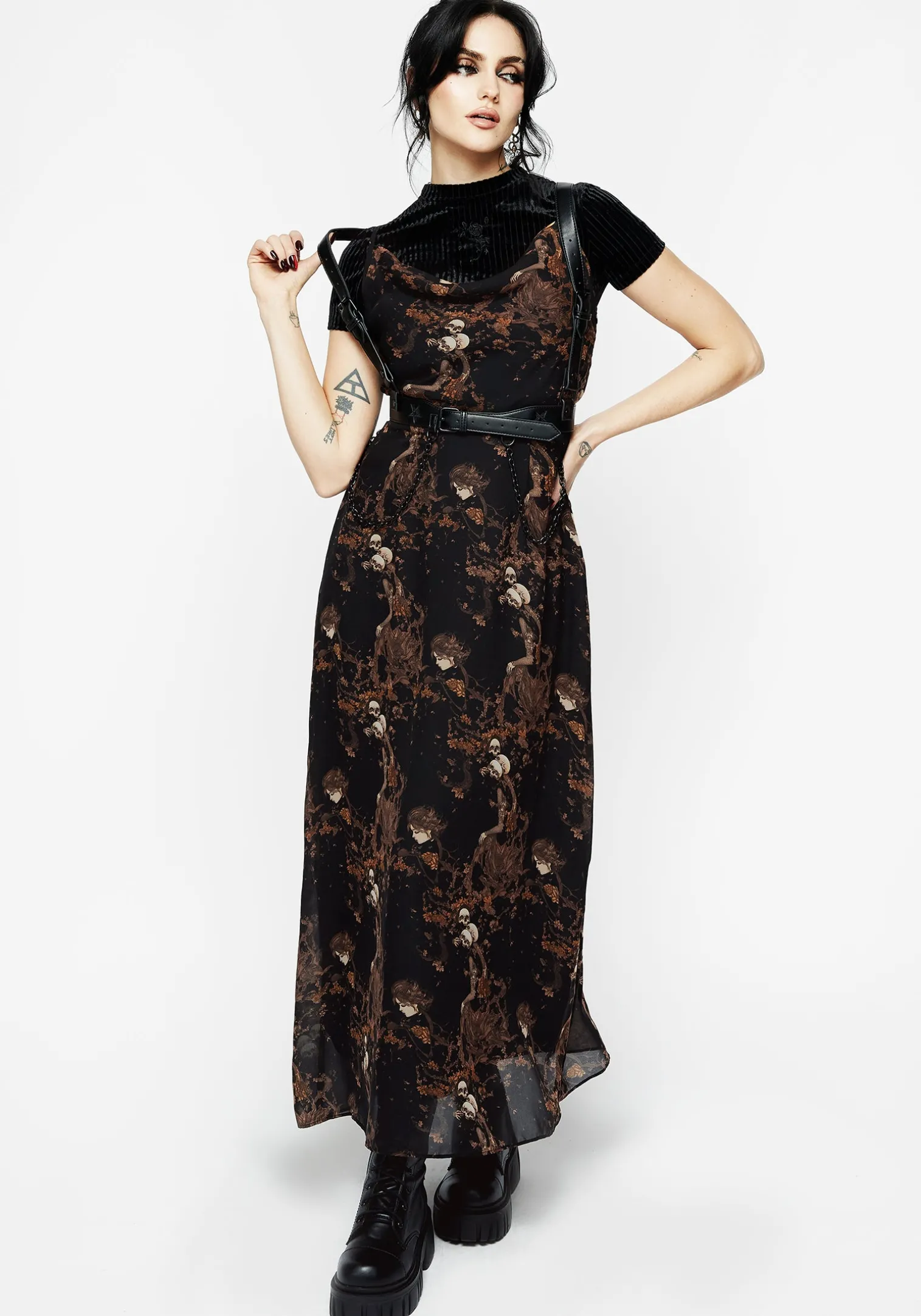 Underworld Printed Chiffon Cami Maxi Dress