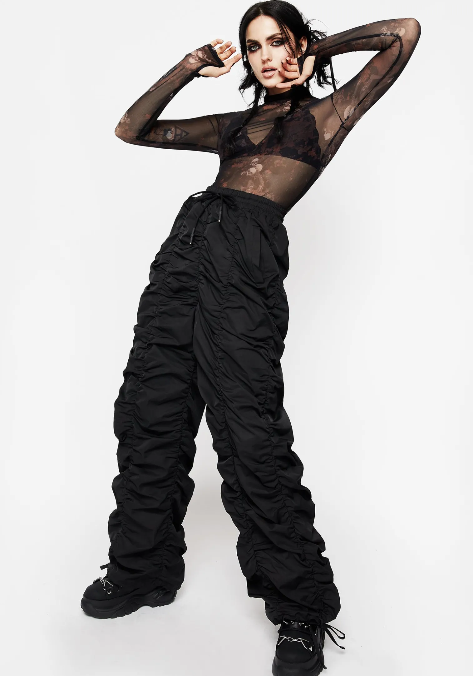Underworld Printed Mesh High Neck Top