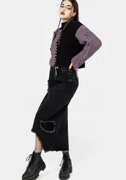 Ursula Distressed Denim Midaxi Skirt