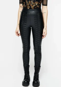 Vagabond Lace Up PU Leggings