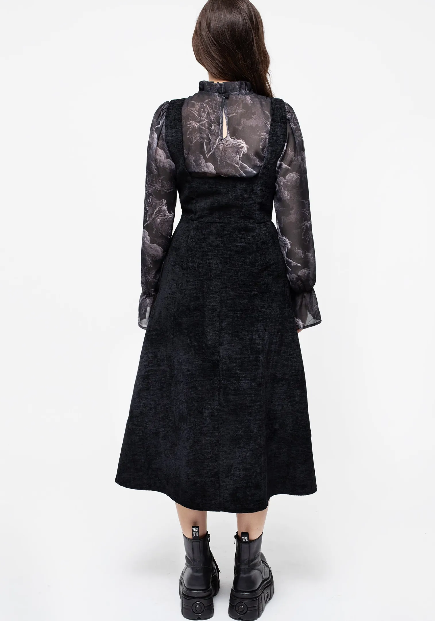 Valar Lace Up Midi Pinafore Dress