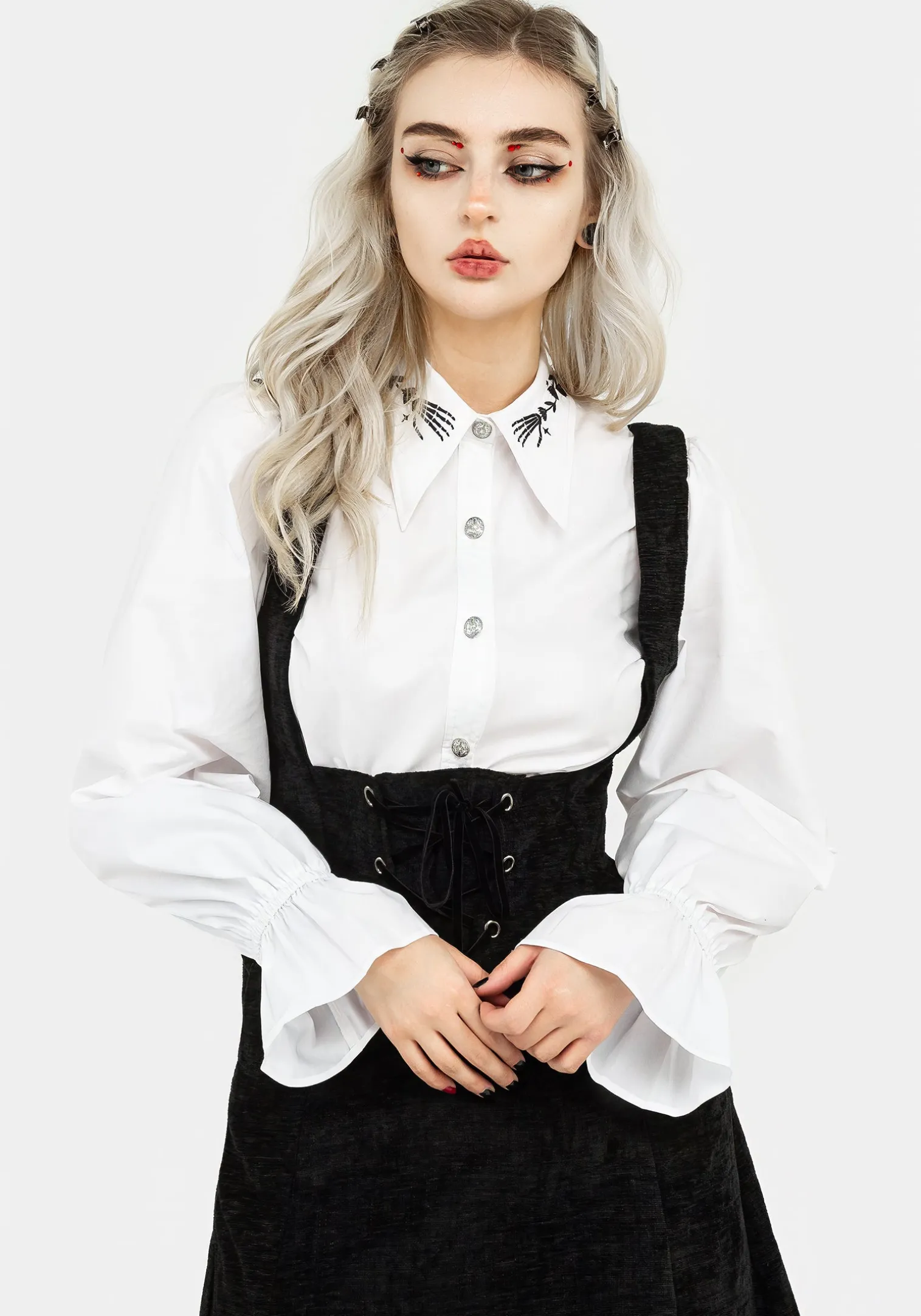 Valar Lace Up Midi Pinafore Dress