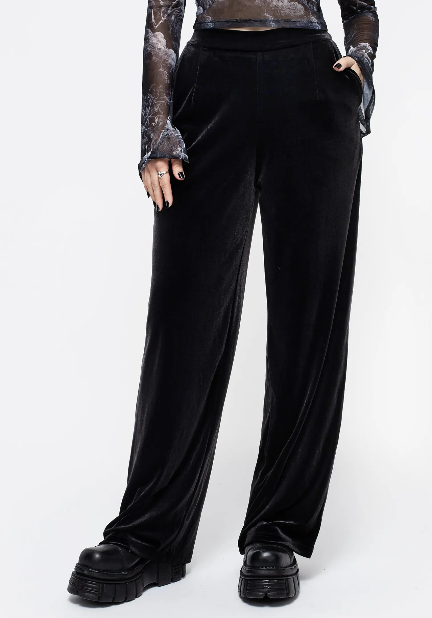 Valeria Velour Wide Leg Trousers