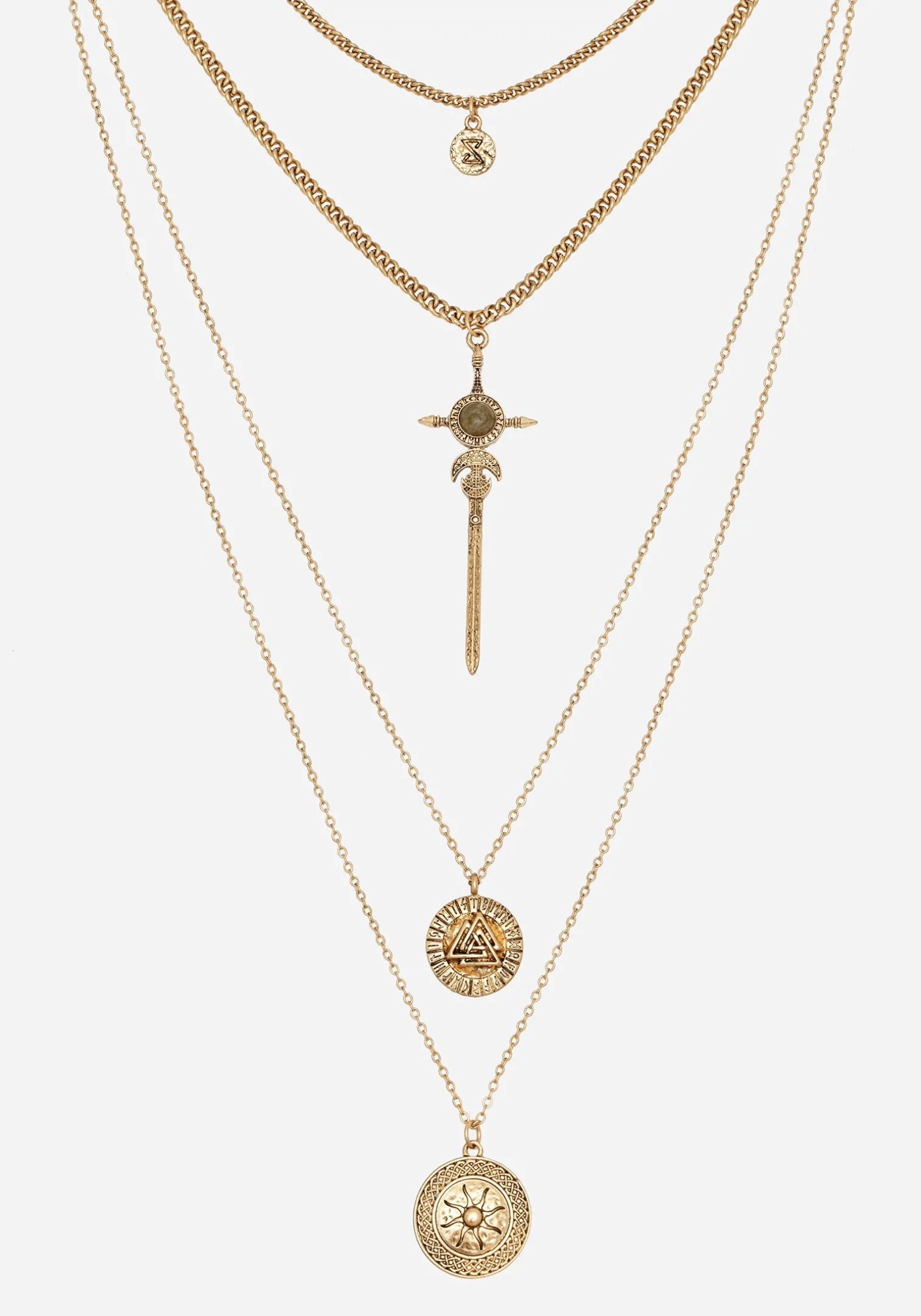 Valkyrie Layered Rune Choker Necklace - Gold