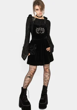 Vampyrum Bat Embroidered Mini Pinafore Dress