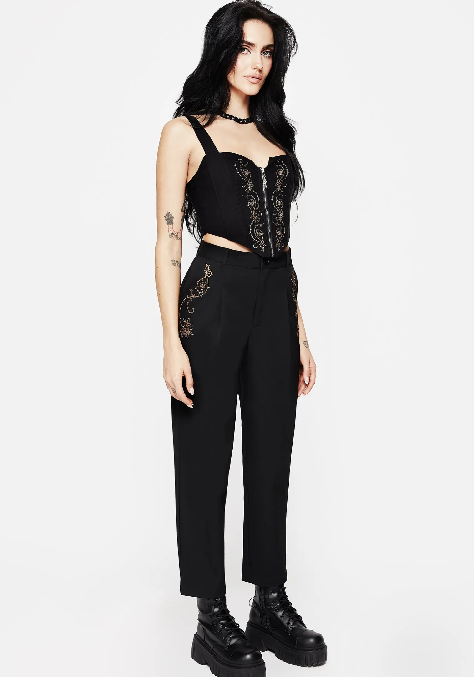 Vanitas Thorn Embroidered Tapered Trousers