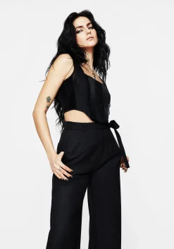 Vault Tie Waist Tailored Flare Trousers