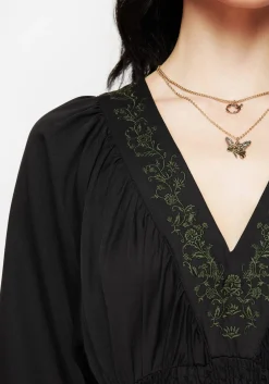 Veil Floral Embroidered Batwing Midaxi Dress