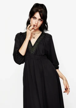 Veil Floral Embroidered Batwing Midaxi Dress
