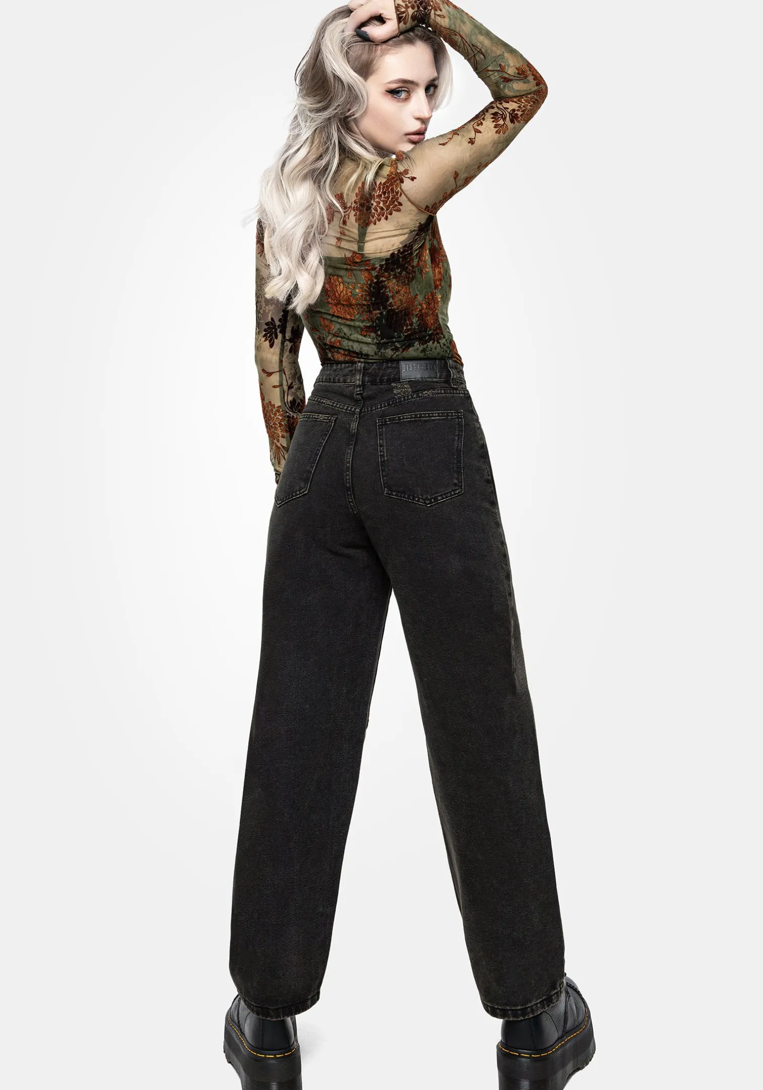 Veltha Floral Embroidered Denim Barrel Leg Jeans