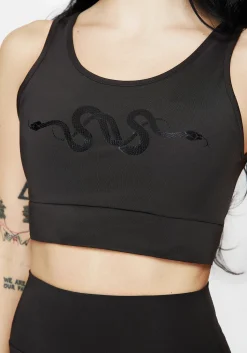 Venin Snake Racerback Athleisure Bra - Charcoal