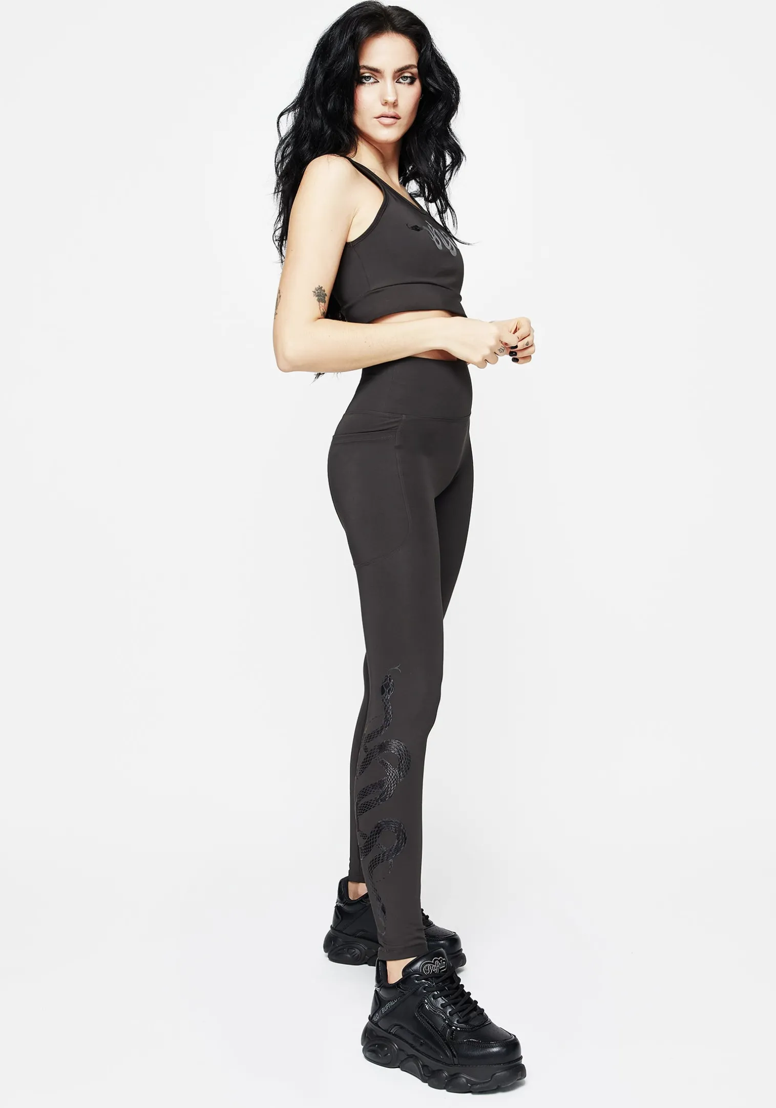 Venin Snake Racerback Athleisure Bra - Charcoal