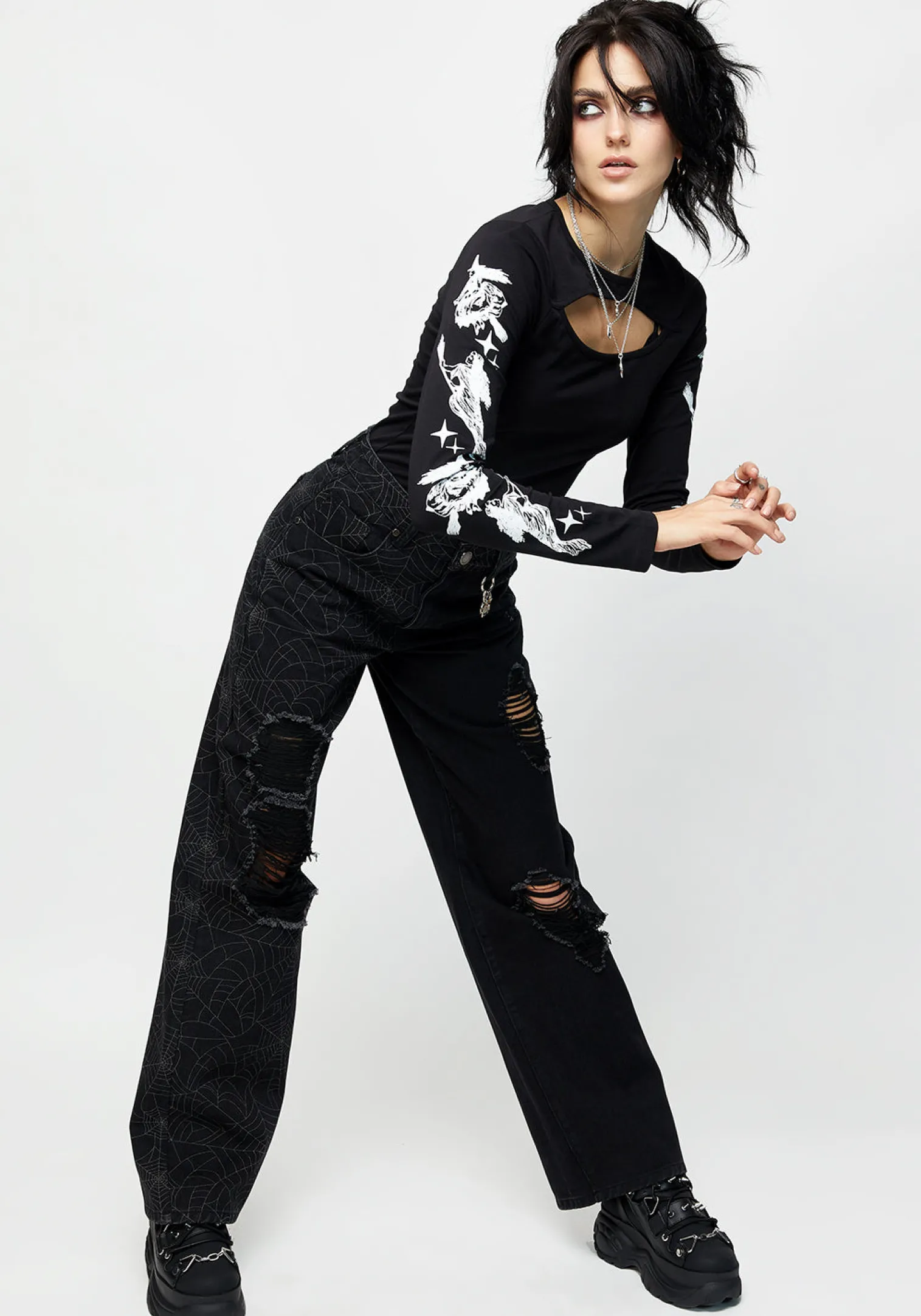 Venom Spliced Wide Leg Jeans