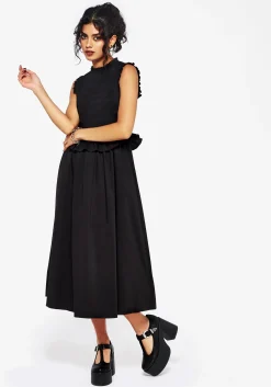 Veronica Cotton Smocked Bodice Bow Detail Midi Dress