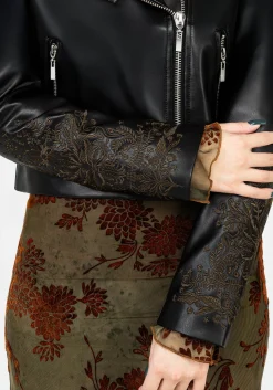Vervain Embroidered Faux Leather Biker Jacket
