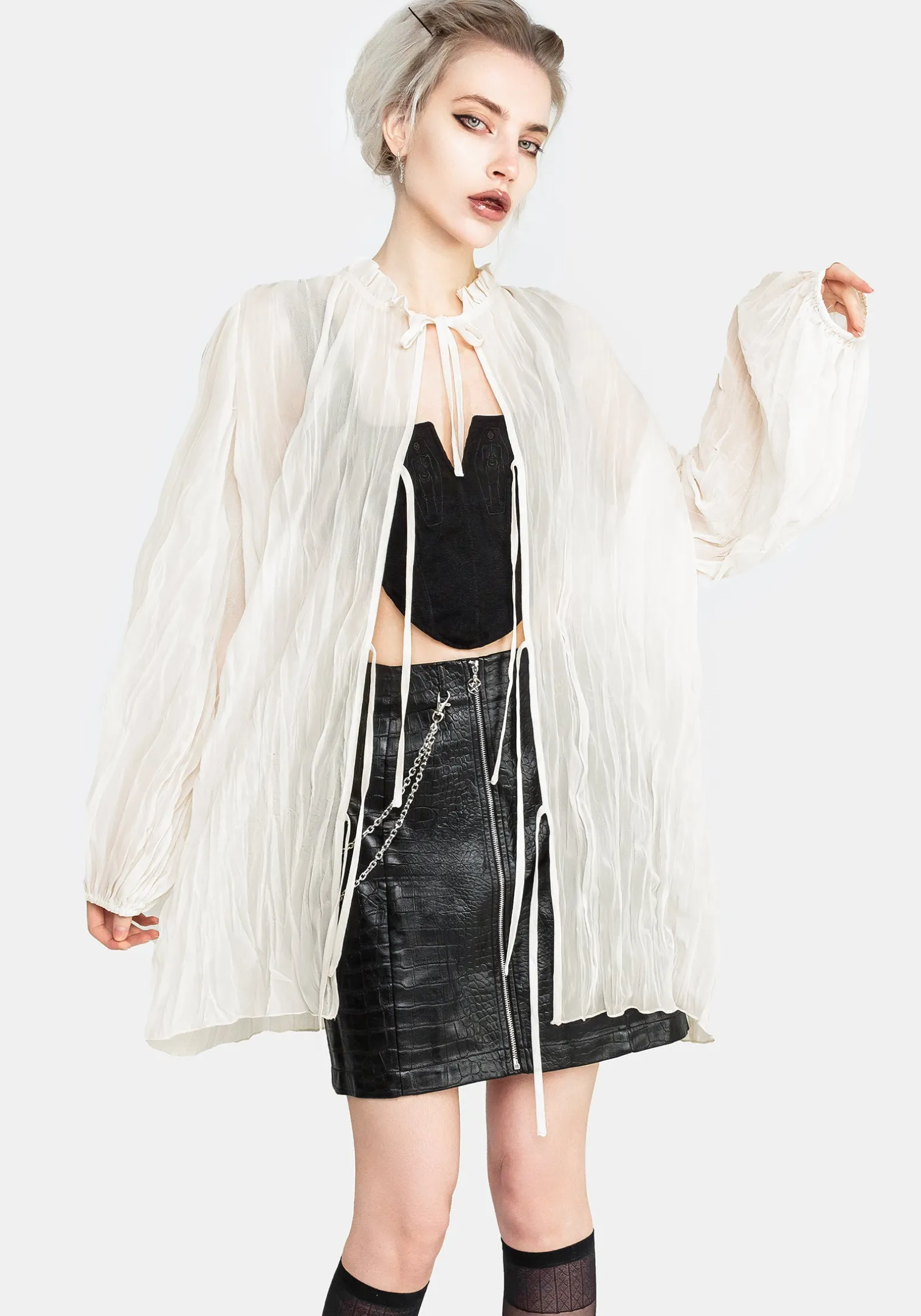 Villain Textured Blouse - White