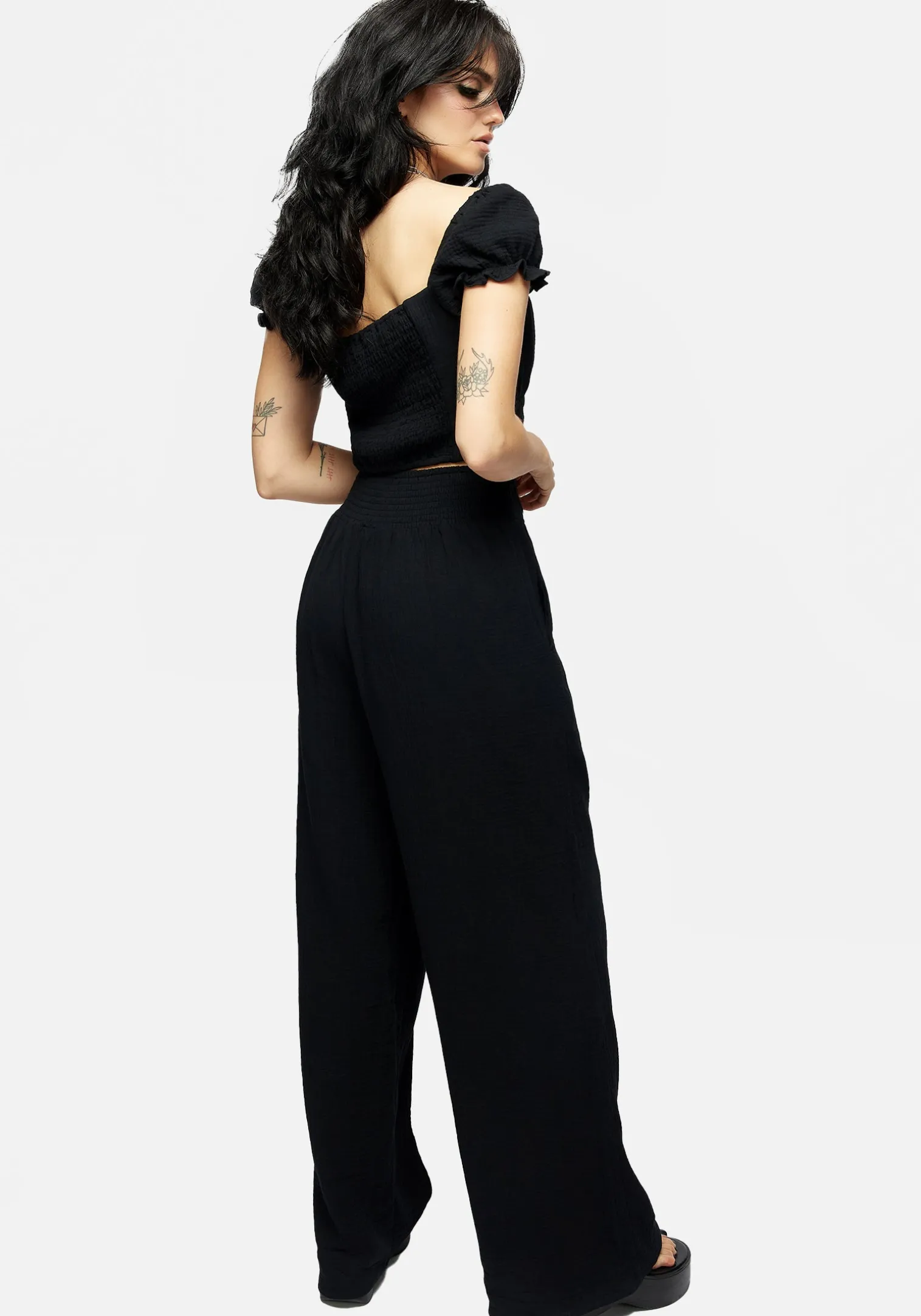 Vine Textured Wide Leg Trouser