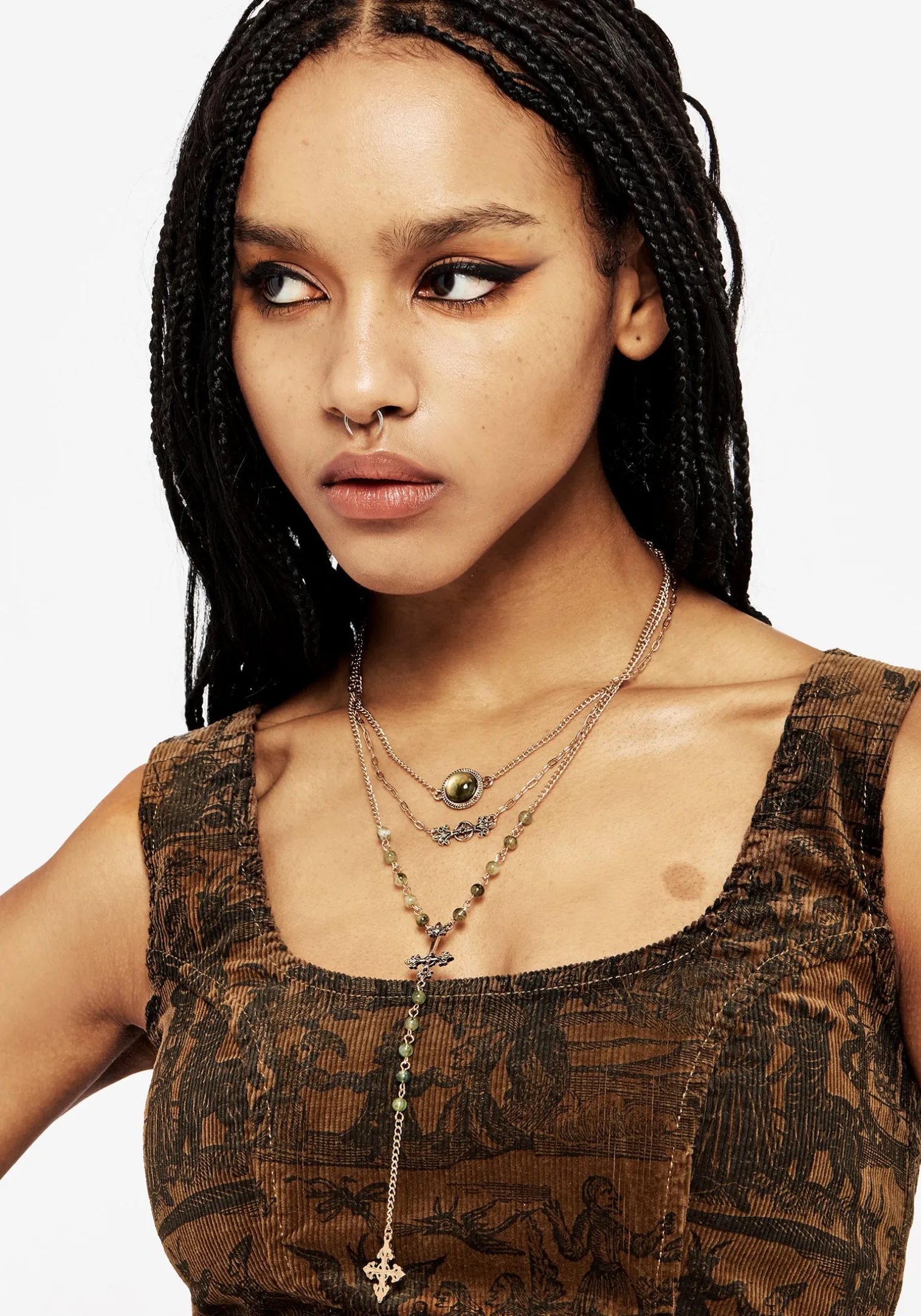 Viridity Layered Gem Multichain Necklace