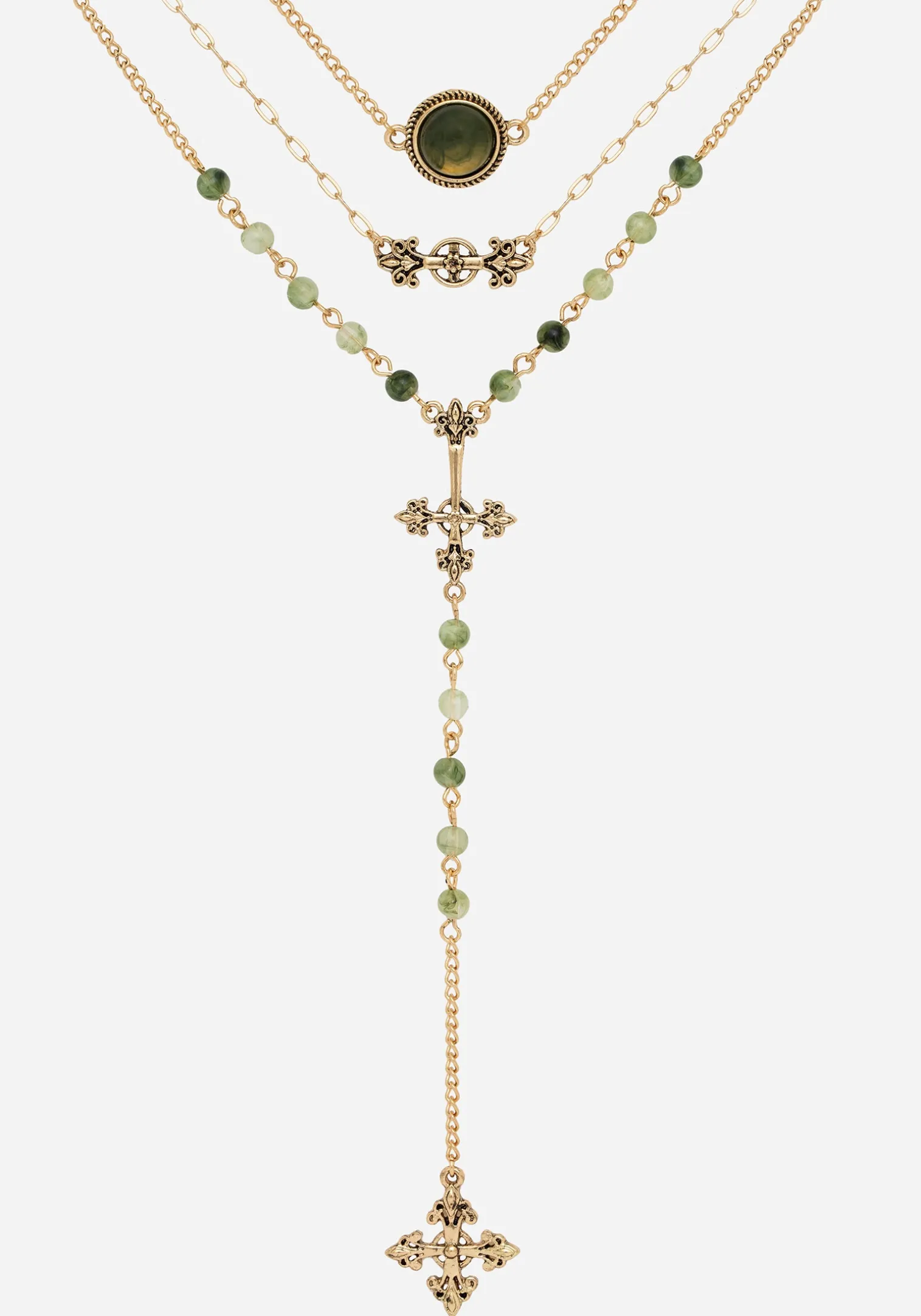 Viridity Layered Gem Multichain Necklace