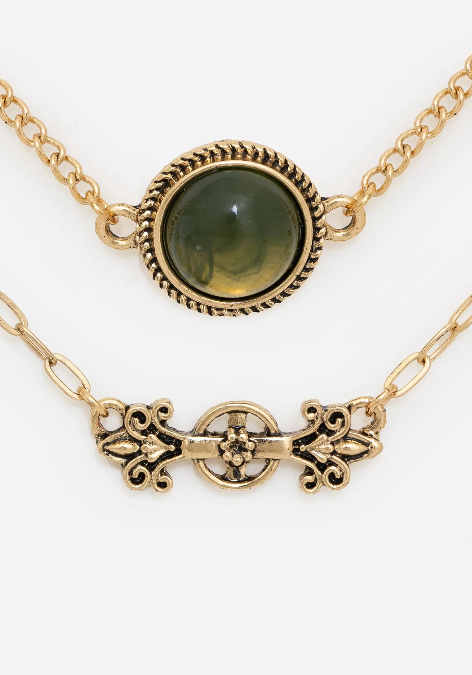 Viridity Layered Gem Multichain Necklace