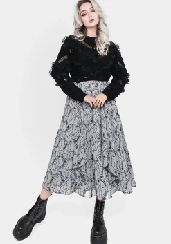 Volla Lace Ruffle Distressed Knit Crop Sweater
