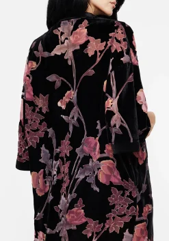 Waterlily Burnout Fringe Trim Longline Kimono