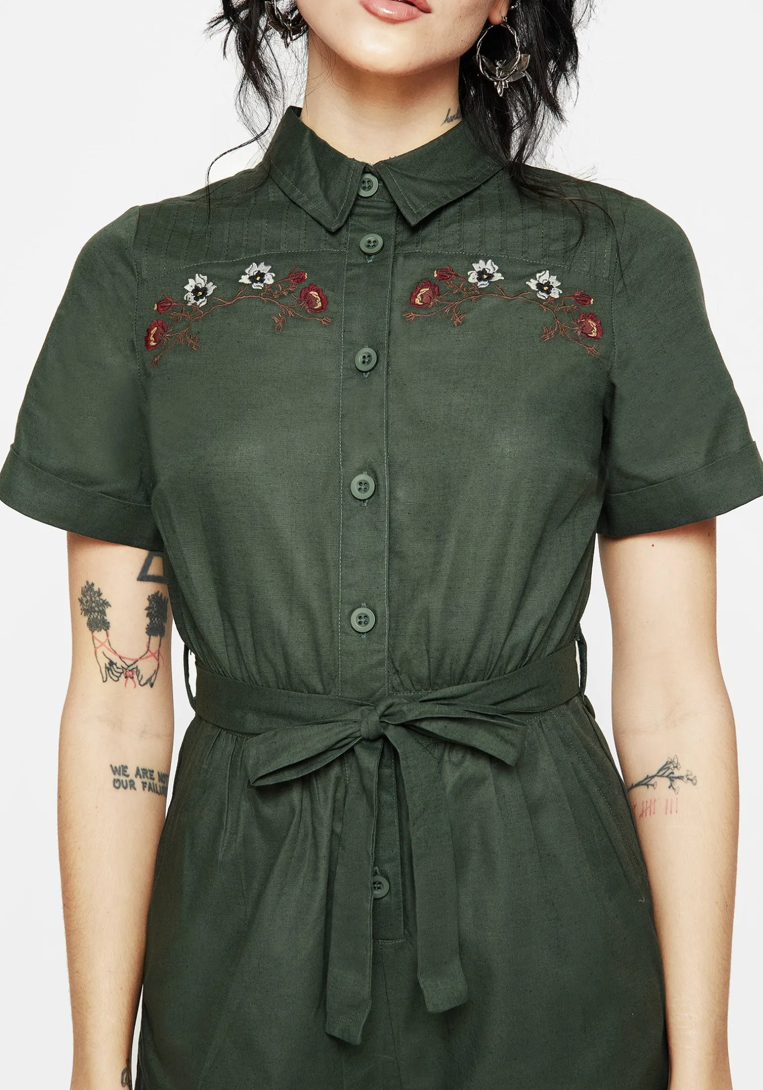 Whisper Embroidered Linen-Blend Playsuit